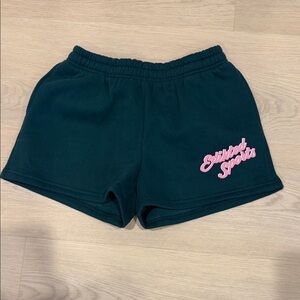 Edikted Black High Waist Shorts with Pink Logo